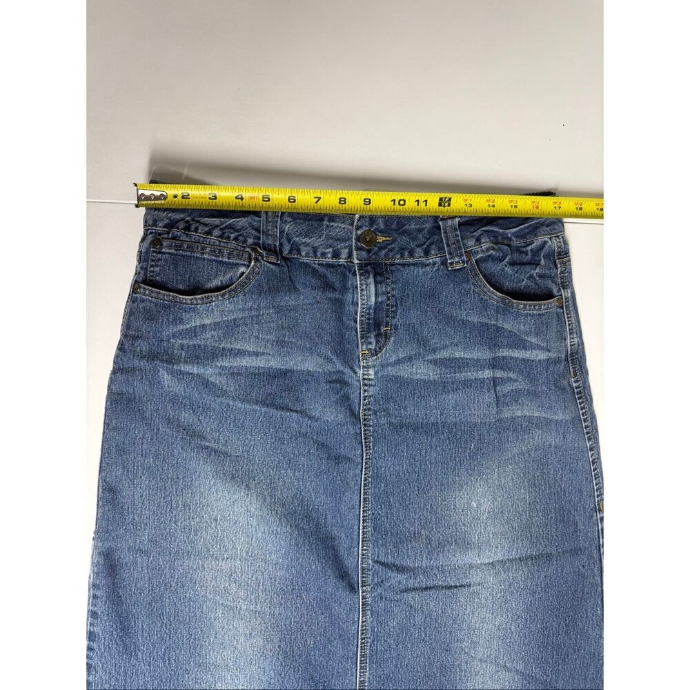 CATO Denim Midi Skirt Size 14  Blue Stretch A-Line Casual Jean Skirt - Picture 8 of 12